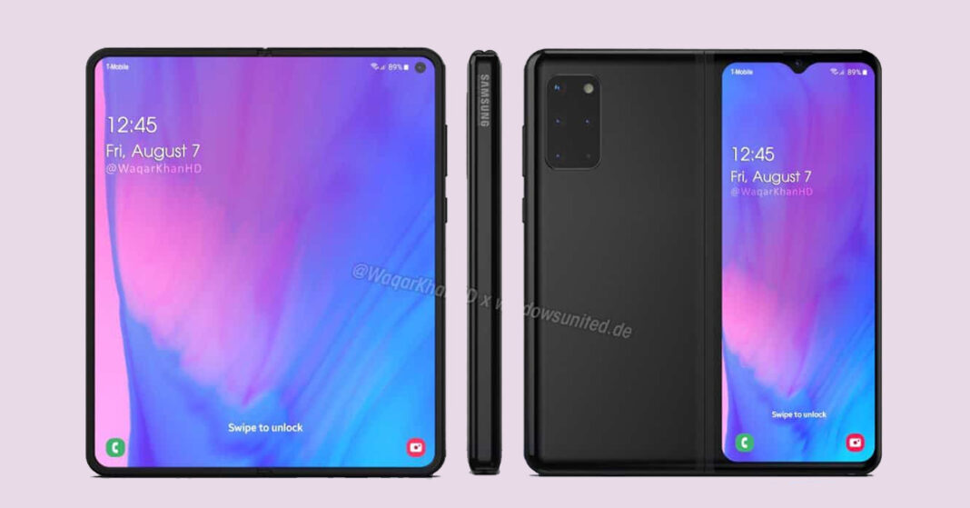 Galaxy Fold 2 trong concept này tương tự như chiếc Galaxy S20.