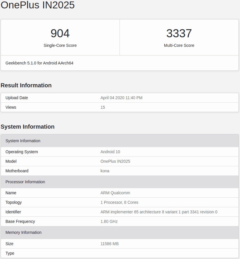 oneplus 8 pro trên geekbench