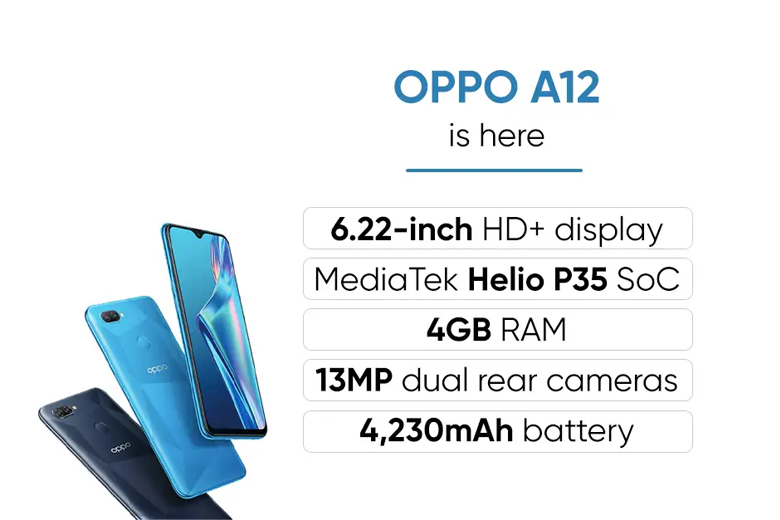 OPPO A12 ra mắt với màn hình giọt nước, pin 4230 ra mắt, chip Helio P35 giá 3.75 triệu đồng