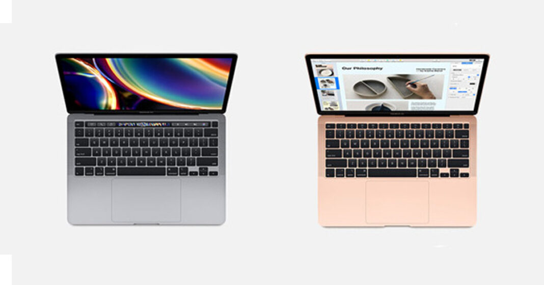 so sánh macbook air với macbook pro 13 inch 2020