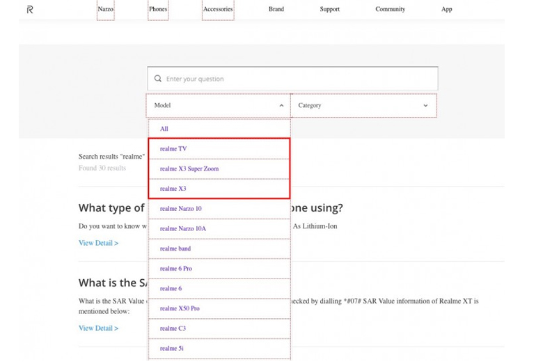 Realme X3, X3 SuperZoom và Realme TV vừa có mặt trên trang web hỗ trợ Realme