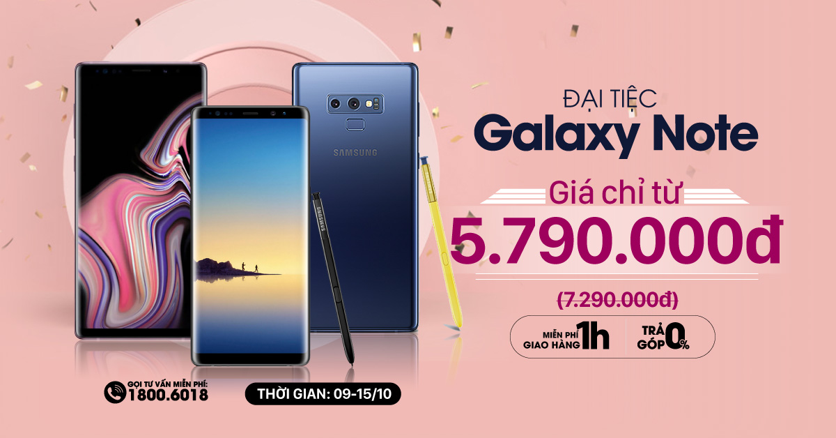 Đại tiệc Galaxy Note giảm đến 1,5 triệu, giá chỉ từ 5,7 triệu, trả góp 0% tại Di Động Việt