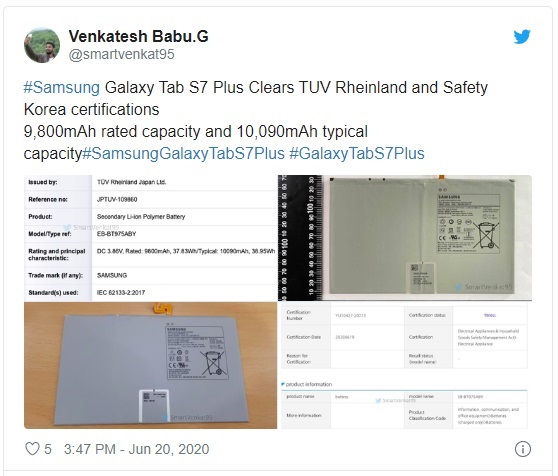 Samsung Galaxy Tab S7 đạt một số chứng nhận quan trọng
