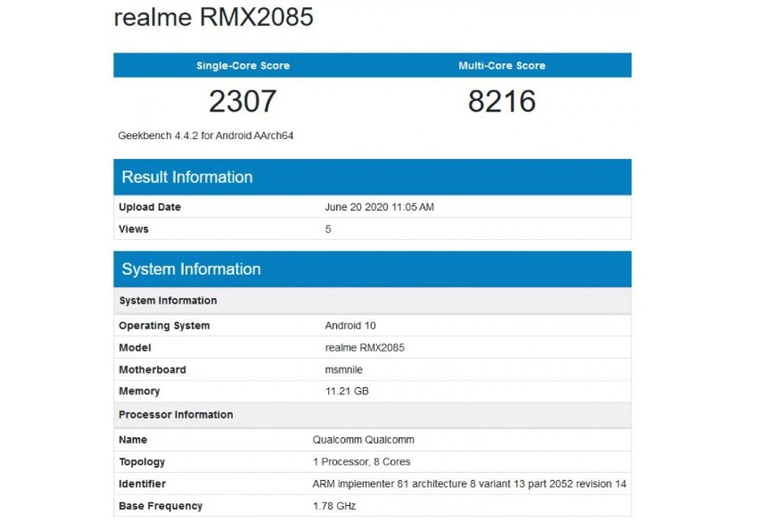 Realme X3 với chip Snapdragon 855+, RAM 12GB lộ điểm sức mạnh trên trang Geekbench