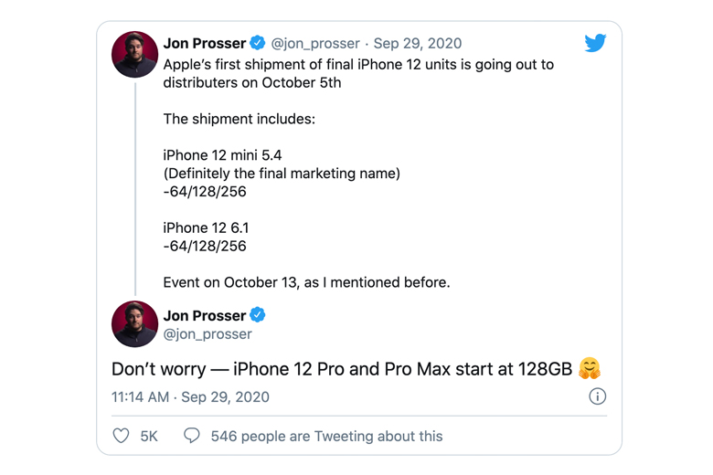 iPhone 12 Mini và iPhone 12 có thể được giao hàng vào ngày 5 tháng 10