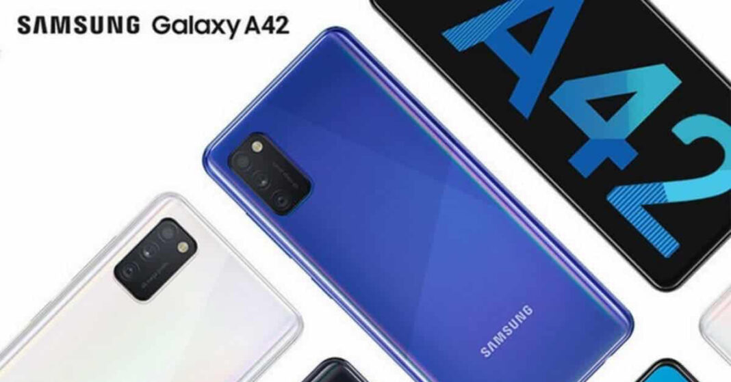 Ảnh render của Samsung Galaxy A42 5G với camera được đặt dọc