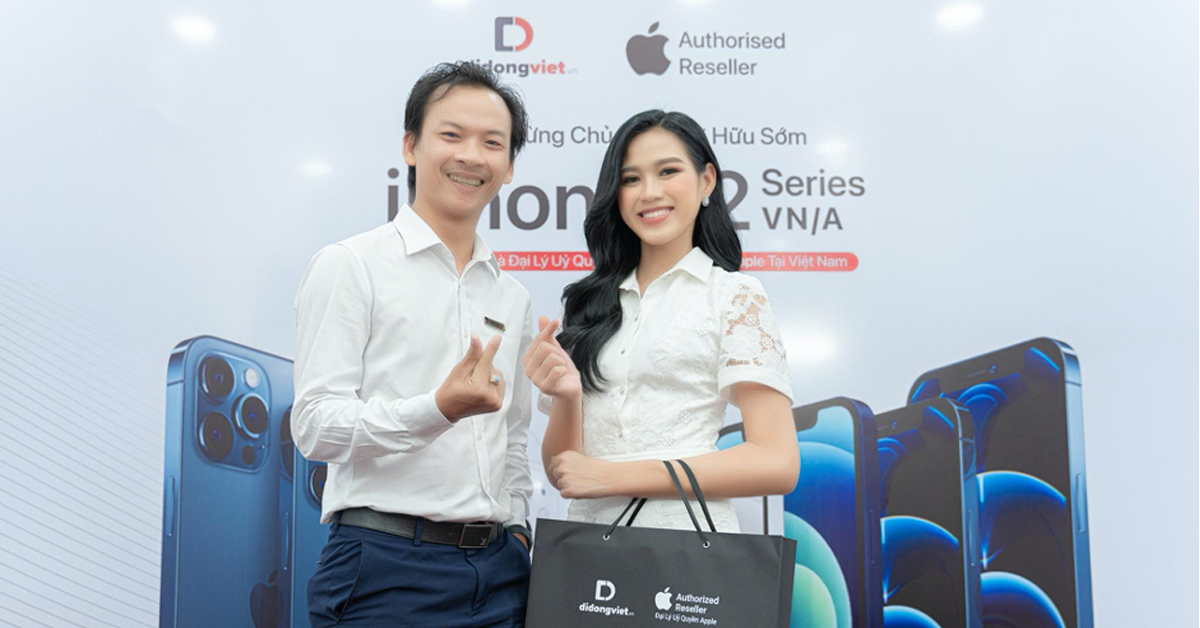 Hoa hậu Đỗ Thị Hà chọn Di Động Việt để sắm iPhone 12 Pro Max sau khi đăng quang