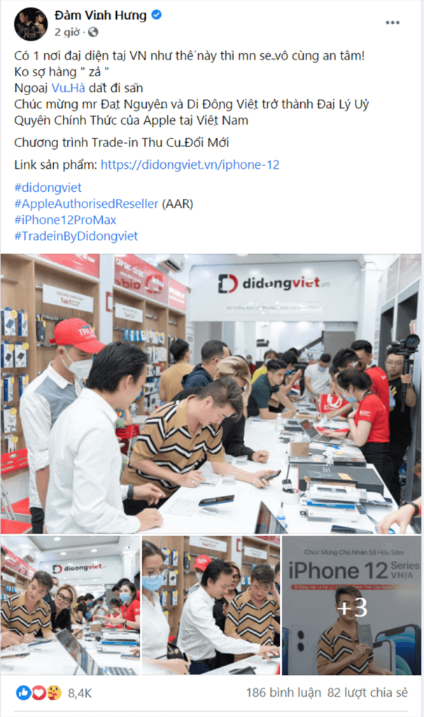 Đàm Vĩnh Hưng là một trong những người đầu tiên sở hữu iPhone 12 Pro Max tại Di Động Việt 8 clipboard image 1787797609