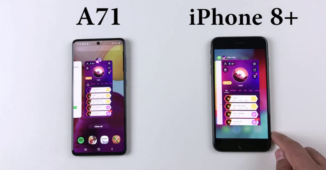 galaxy a71 với iPhone 8 plus