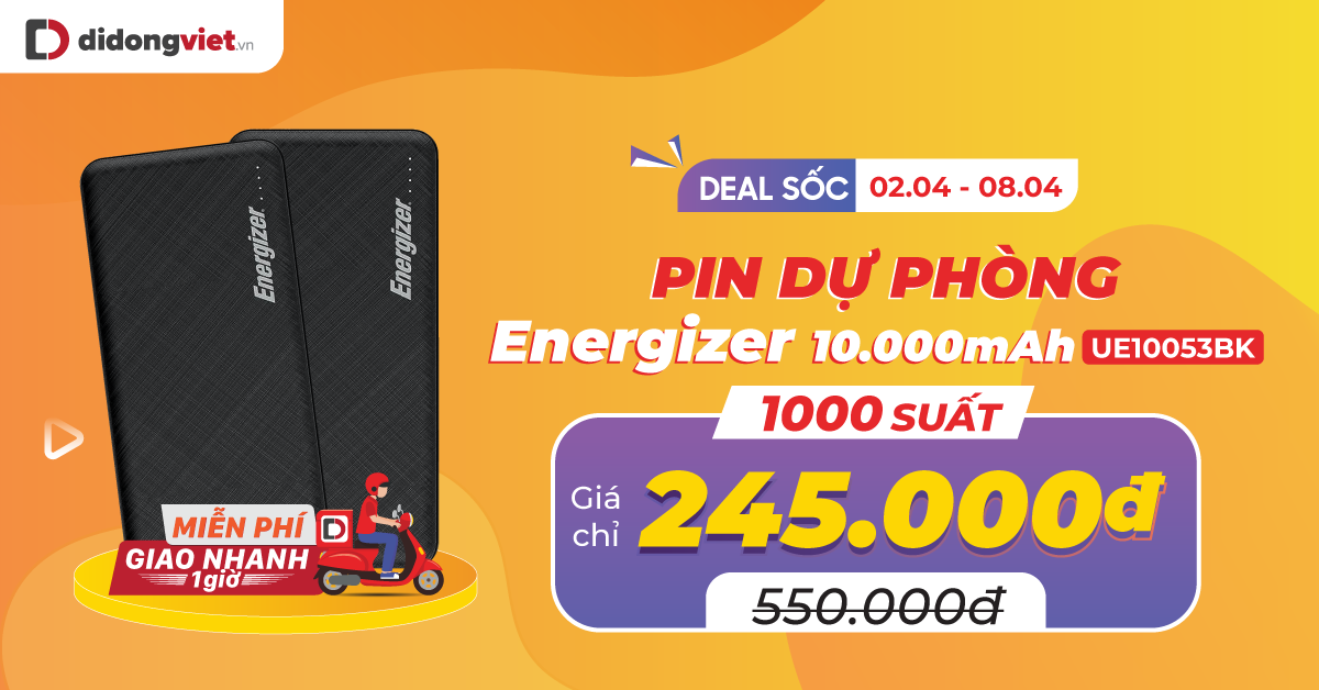 Siêu khuyến mãi: Mua Pin dự phòng Energizer 10.000mAh UE10053 giá chỉ 245k – Chỉ 1000 suất