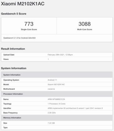 Mi 11 Pro geekbench didongviet