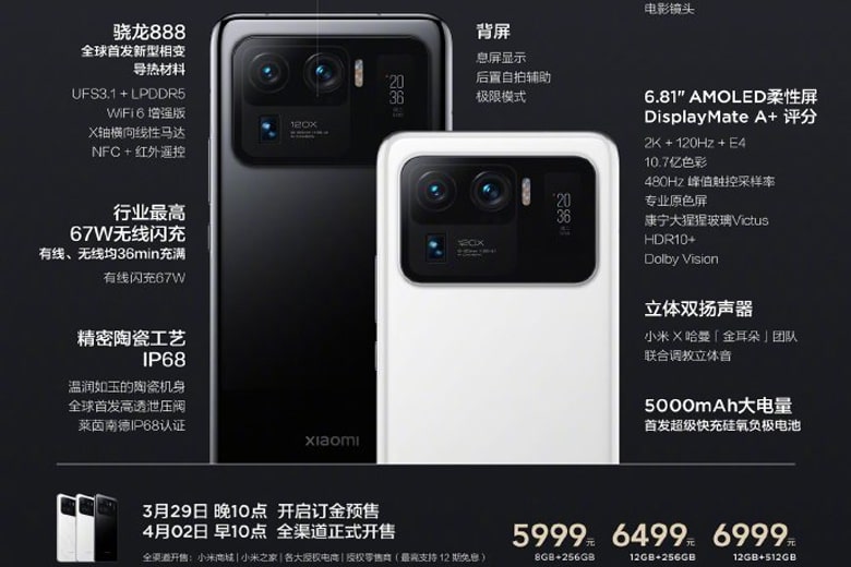 thông số kỹ thuât xiaomi mi 11 ultra didongviet