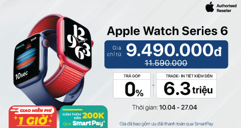 Hotsale Apple Watch Series 6 giá chỉ từ 9tr4. Trade – in tiết kiệm đến 6tr3. Trả góp 0% lãi suất.