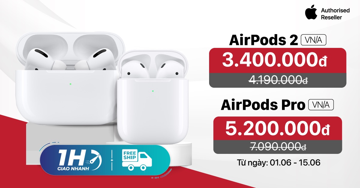 Hotsale AirPods chính hãng VN/A giá chỉ từ 3,4 triệu. Trả góp 0% lãi suất.