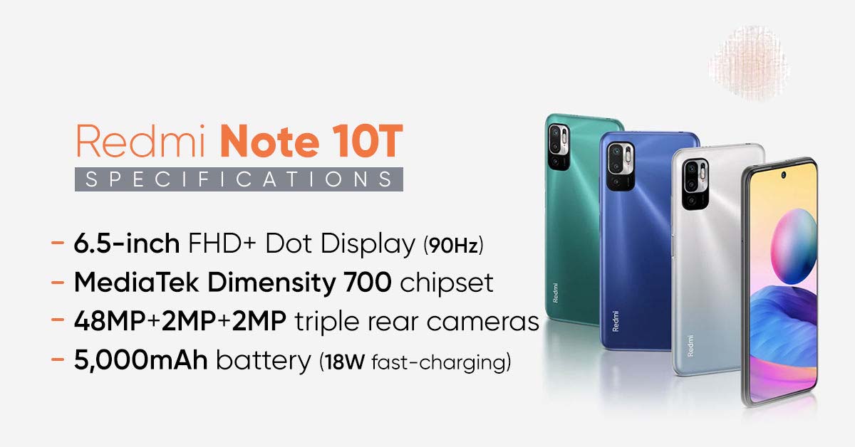 Xiaomi Redmi Note 10T ra mắt với giá chỉ hơn 6 triệu, màn hình sắc nét 90 Hz, pin khủng 5.000 mAh, Dimensity 700