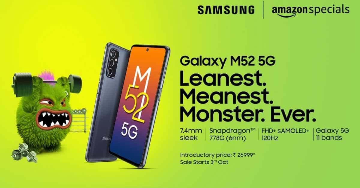 Samsung Galaxy M52 5G ra mắt với mức giá 8.2 triệu, dùng chip Snapdragon 778G, màn hình sAMOLED 6.7 inch
