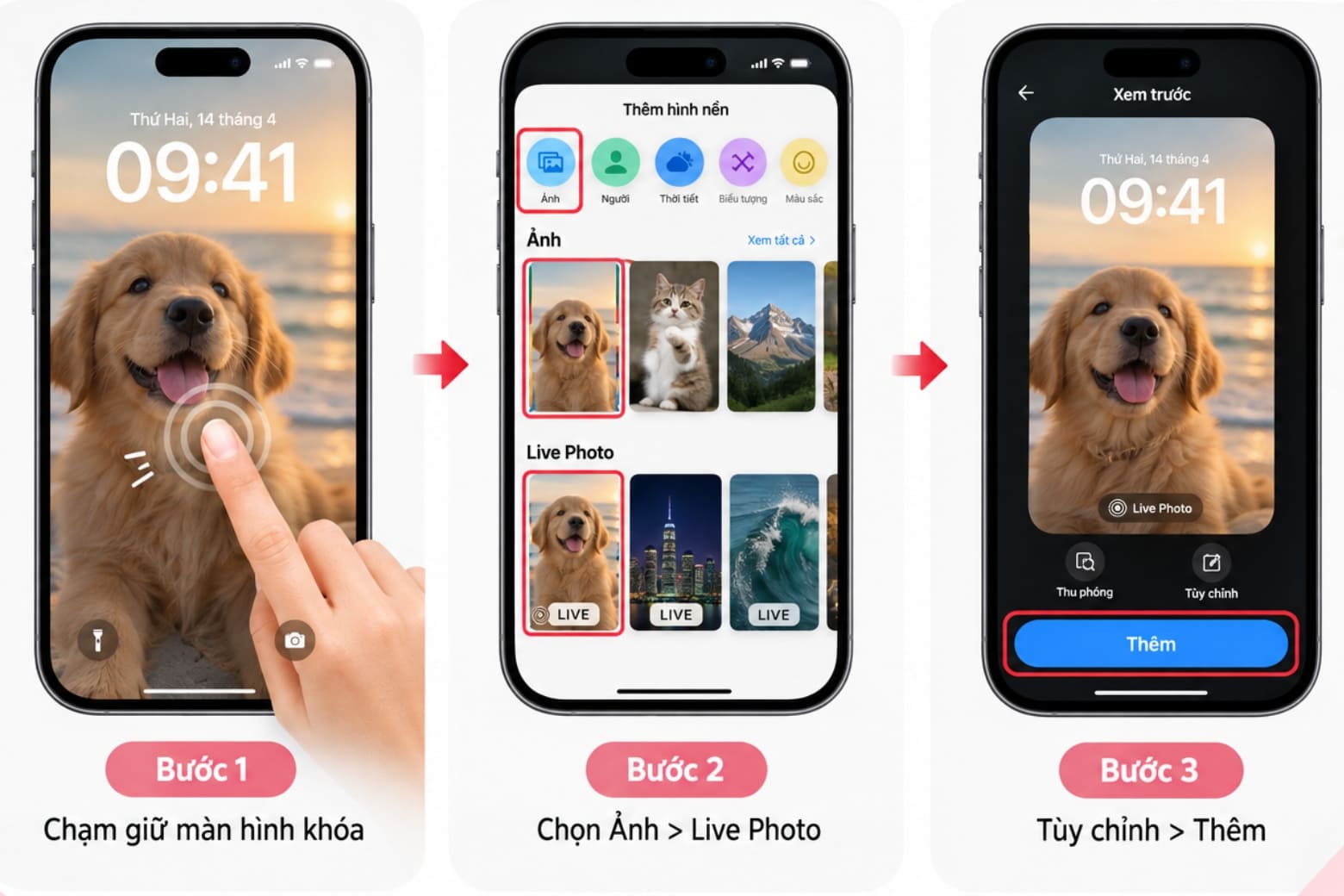 Hình nền động trên iPhone: Cách cài bằng Live Photo và video 16 Không cần mở sâu trong Cài đặt vẫn có thể đổi hình nền nhanh