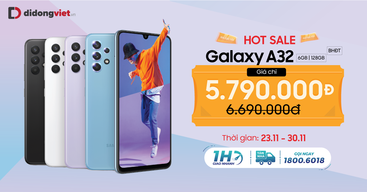 Hotsale Galaxy A32 (6GB|128GB) giá chỉ 5.790.000đ. Giao hàng nhanh 1H – Trả góp 0% lãi suất.