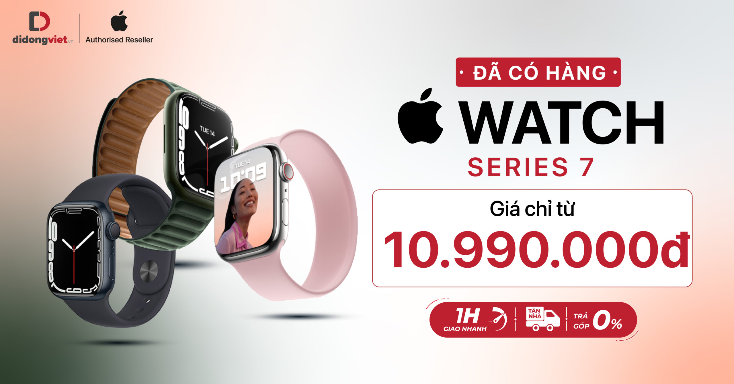 Apple Watch Series 7 đã có hàng: Giá hấp dẫn chỉ từ 10.990.000 đồng tại Di Động Việt