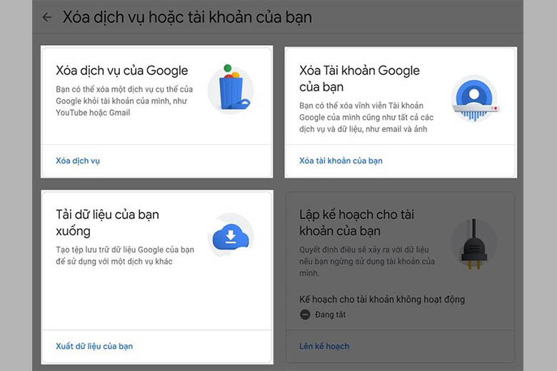 cách xóa tài khoản Google