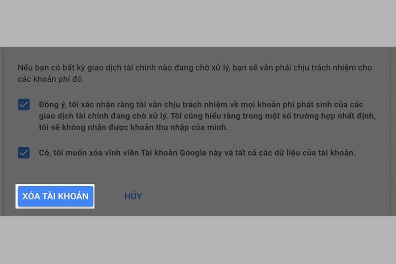 cách xóa tài khoản Google