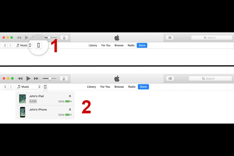 iPhone bị treo táo chọn thiết bị giao diện iTunes