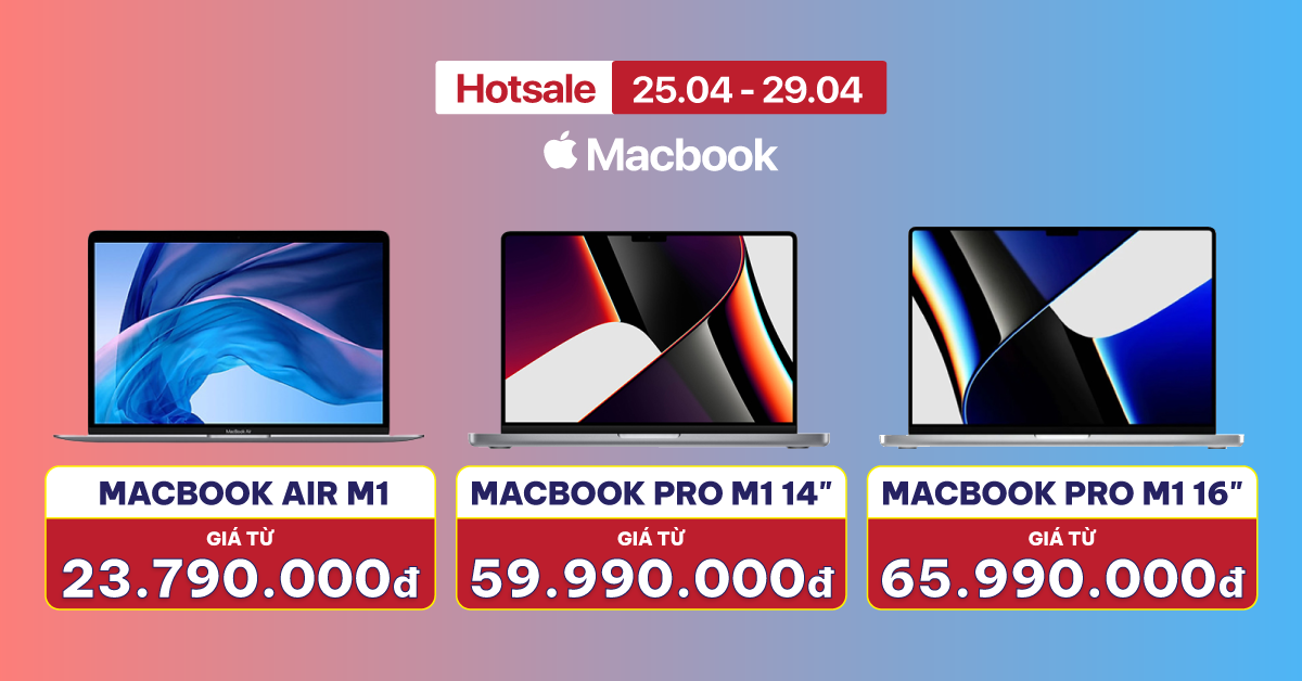 Giảm đến 5 TRIỆU – MacBook M1 chạm giá sale cực sốc. Hỗ trợ trả góp 0% lãi suất. Tặng thêm 300K khi trade-in lên đời. Bảo hành 12 tháng tại Apple Việt Nam