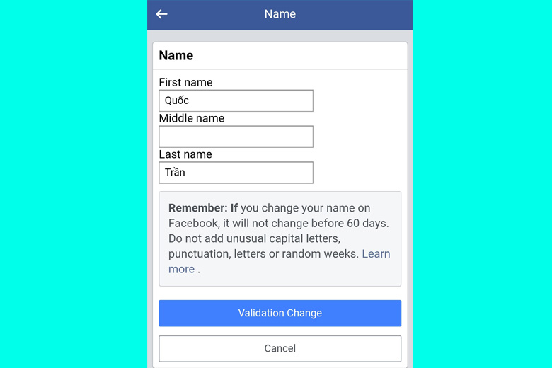 Cách đổi tên Facebook