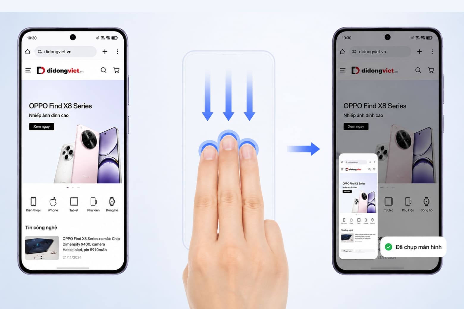Hướng dẫn 5+ cách chụp màn hình OPPO nhanh và đơn giản dành cho bạn 9 Cử chỉ ba ngón tay giúp chụp màn hình nhanh chóng mà không cần dùng phím cứng