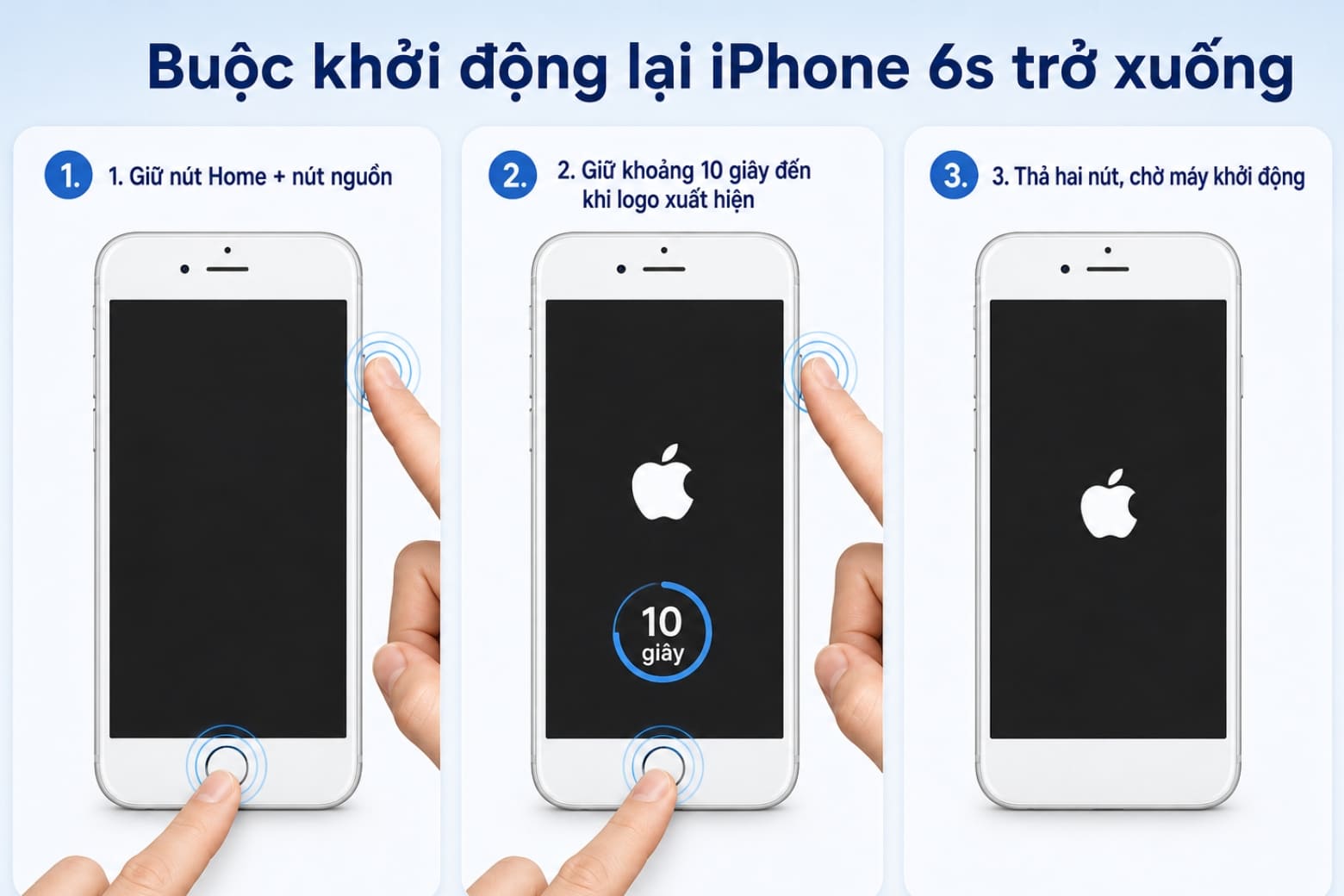 Cách tắt nguồn iPhone cho mọi dòng, kể cả khi bị đơ 17 Các mẫu iPhone đời cũ sử dụng tổ hợp nút Home và nguồn để khởi động lại