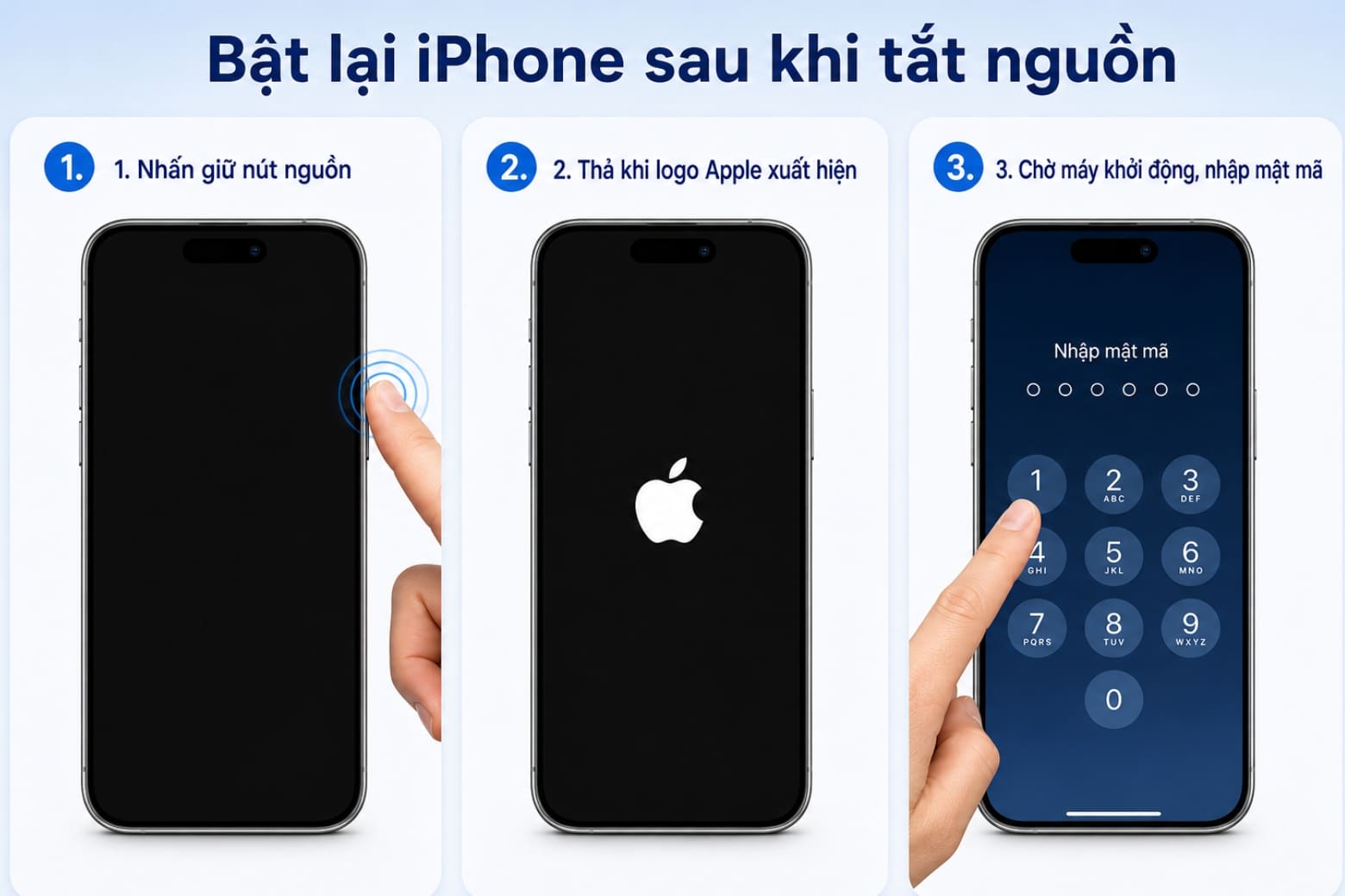 Cách tắt nguồn iPhone cho mọi dòng, kể cả khi bị đơ 20 Thực hiện đúng thao tác để bật iPhone trở lại sau khi thiết bị đã tắt nguồn