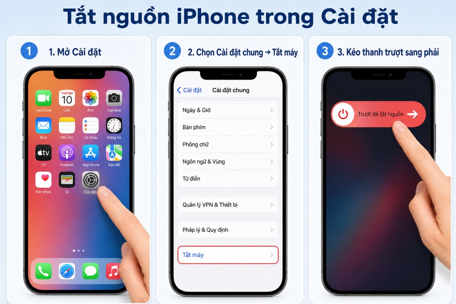 Cách tắt nguồn iPhone cho mọi dòng, kể cả khi bị đơ 13 Không cần phím cứng, bạn vẫn có thể tắt nguồn iPhone ngay trong phần Cài đặt