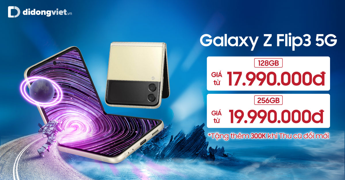 Sale sốc Galaxy Z Flip3 giá từ 17,99 triệu. Trả góp 0% lãi suất