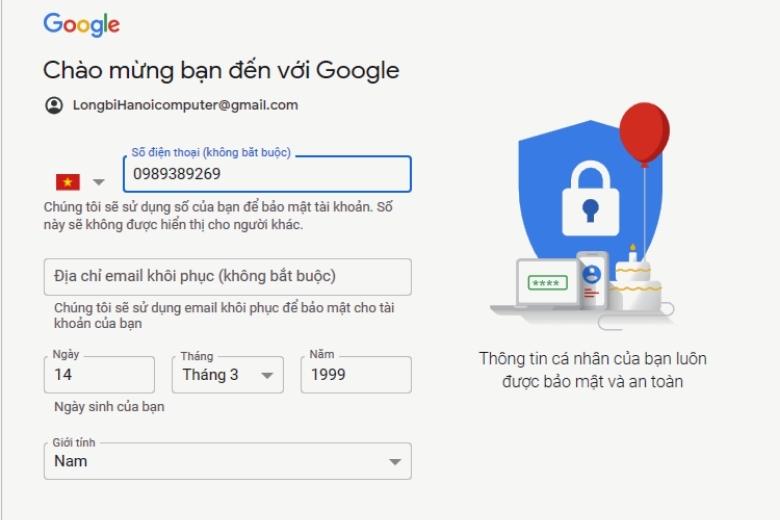 Cách tạo ra gmail 