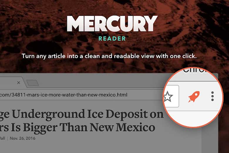 Google Chrome - tiện ích Mercury Reader