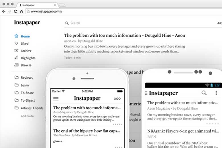 Google Chrome - tiện ích instapaper