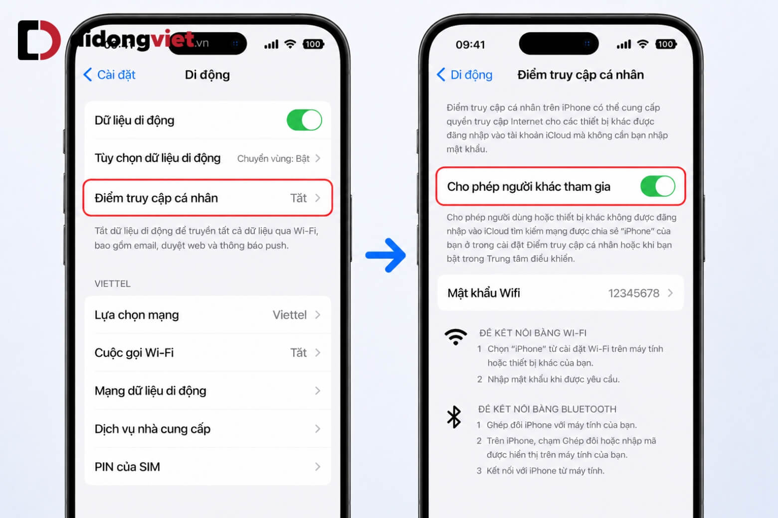 Hướng dẫn phát Wi-Fi trên iPhone đúng chuẩn: Kết nối nhanh, bảo vệ pin 10 Phát wifi trên iPhone bằng cài đặt Điểm truy cập cá nhân