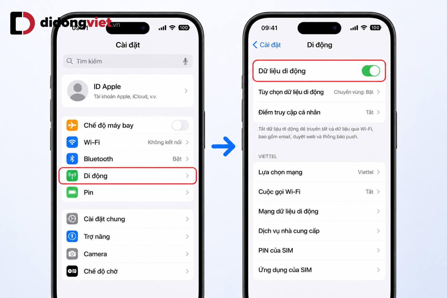 Hướng dẫn phát Wi-Fi trên iPhone đúng chuẩn: Kết nối nhanh, bảo vệ pin 9 Phát wifi trên iPhone mở cài đặt di động