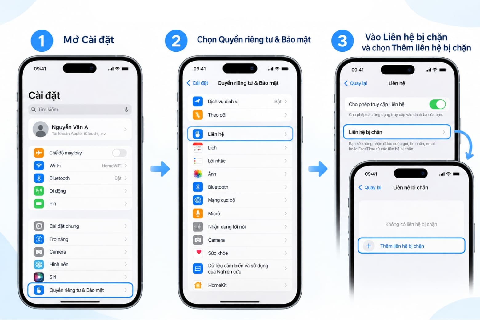 Cách chặn cuộc gọi trên iPhone nhanh chóng, tránh bị làm phiền 15 Quản lý liên hệ bị chặn dễ dàng với giao diện iOS 26