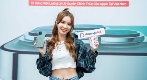 Hot Streamer Ngân Sát Thủ xinh đẹp bên iPhone 13 Pro Max màu xanh Alpine Green tại Di Động Việt iphone 13 pro max xanh lá