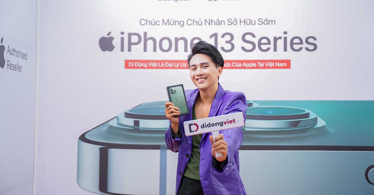 Người mẫu Dương Minh Đăng cực điển trai cùng iPhone 13 Pro Max Xanh Alpine Green tại Di Động Việt