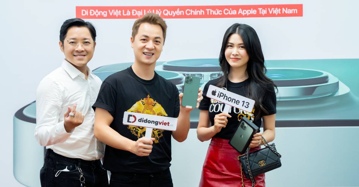 Vợ chồng ca sĩ Đăng Khôi trade-in lên đời iPhone 13 Pro Max phiên bản Xanh Lá Alpine Green tại Di Động Việt