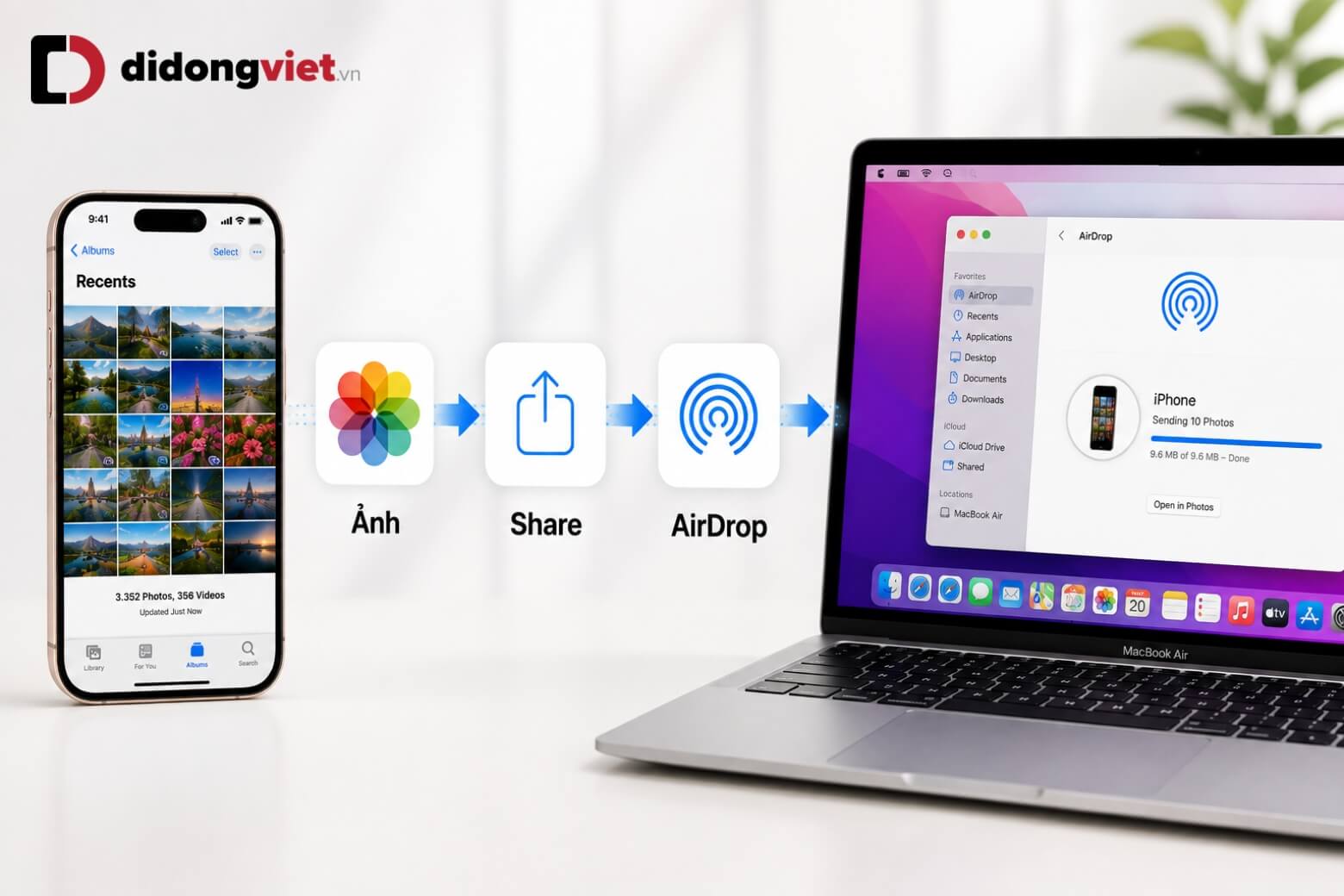 Cách chuyển ảnh từ iPhone sang máy tính an toàn, không giảm nét 12 Chuyển ảnh từ iPhone sang máy tính Mac qua AirDrop