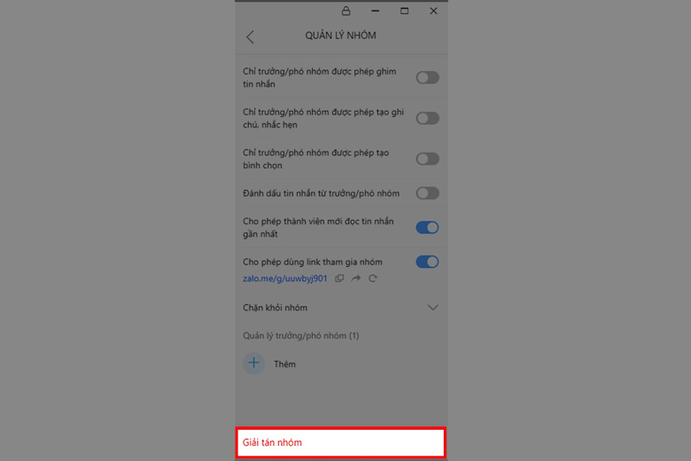 Cách giải tán nhóm Zalo