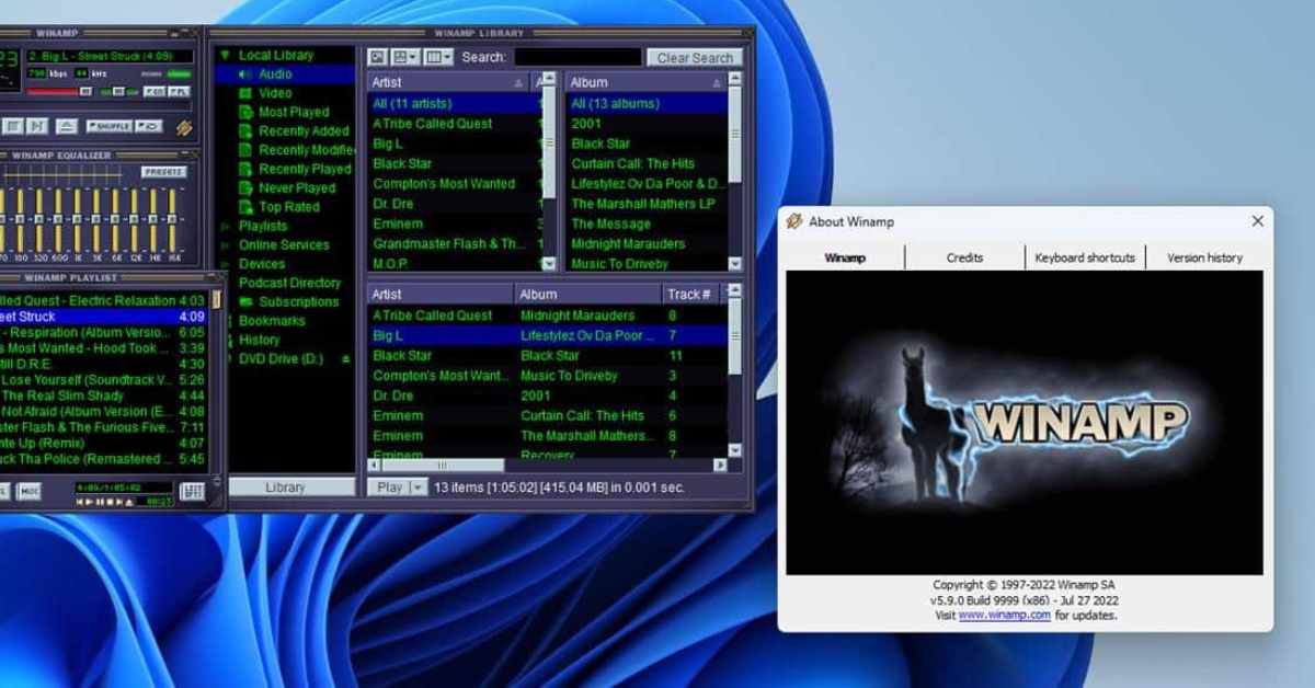 Trình chơi nhạc huyền thoại Winamp đã có mặt trên Windows 11