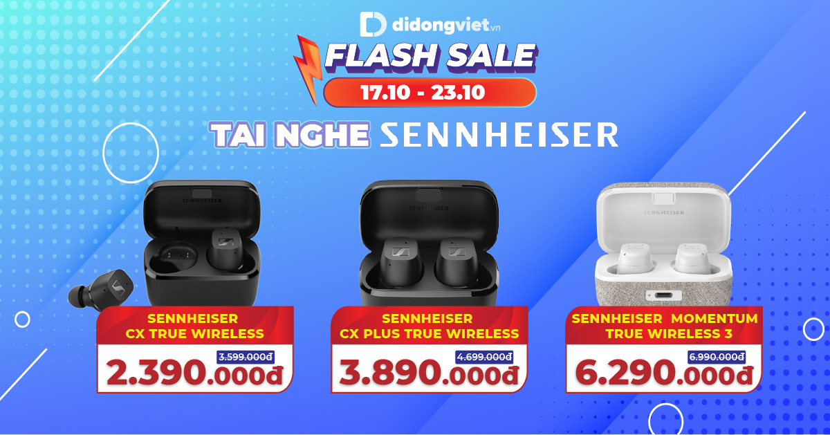 Từ 17.10 – 23.10: Flash sale Tai nghe Sennheiser. Giá chỉ từ 1.590.000đ. Giảm thêm đến 600.000đ khi mở thẻ Tp Bank Evo. Bảo hành 12 tháng