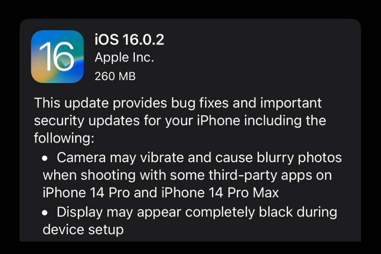 iOS 16.0.2 sửa lỗi rung camera trên iPhone 14 Pro và Pro Max