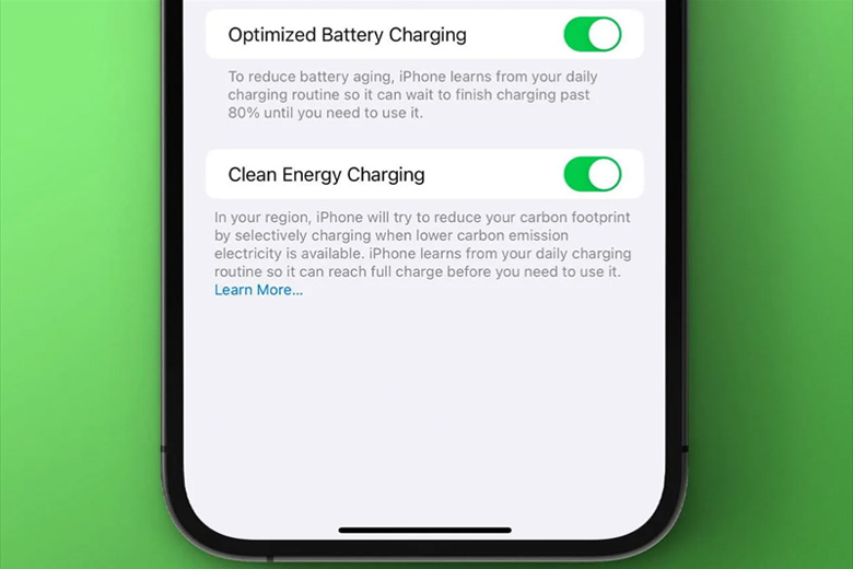 iOS 16.1 4. Sạc năng lượng sạch