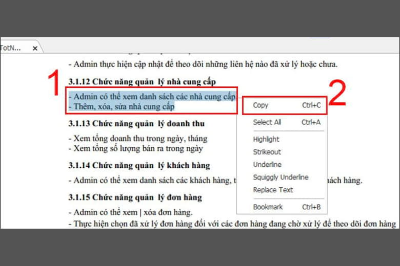 cách copy chữ trong file pdf