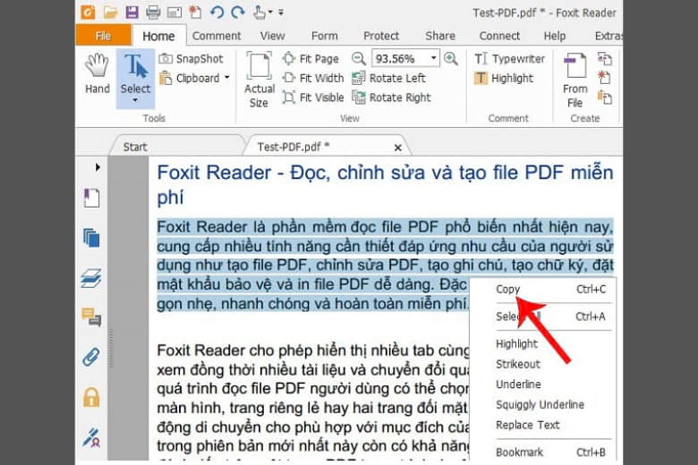 cách copy chữ trong file pdf